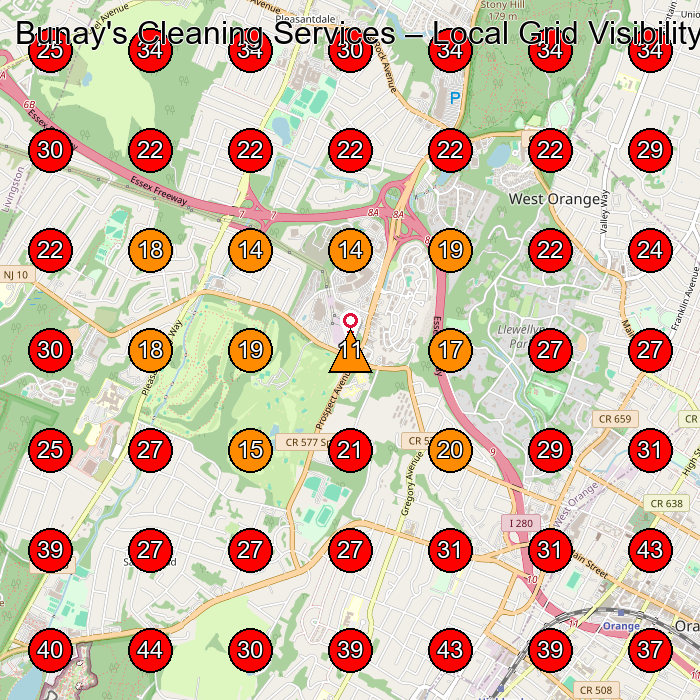 Bunay's Cleaning Services GeoGrid visibility map for Servicio De Limpieza Doma(C)Stica in City of Orange